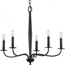 PROGRESS LIGHTING P400199-031 - Durrell Collection Five-Light Matte Black Coastal Chandelier Light