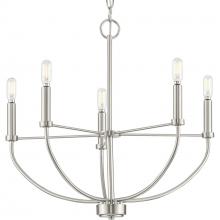 PROGRESS LIGHTING P400202-009 - Leyden Collection Five-Light Brushed Nickel Farmhouse Style Chandelier