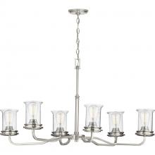 PROGRESS LIGHTING P400207-009 - Winslett Collection Six-Light Brushed Nickel Clear Seeded Glass Coastal Chandelier Light