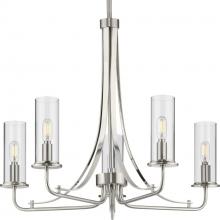 PROGRESS LIGHTING P400209-009 - Riley Collection Five-Light Brushed Nickel Clear Glass New Traditional Chandelier Light