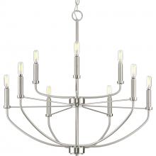 PROGRESS LIGHTING P400228-009 - Leyden Collection Nine-Light Brushed Nickel Farmhouse Style Chandelier Light