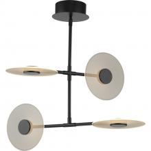 PROGRESS LIGHTING P400255-031-30 - Spoke LED Collection Four-Light Matte Black Modern Style Hanging Chandelier Light