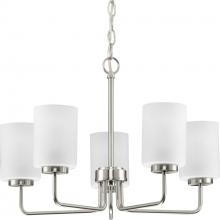 PROGRESS LIGHTING P400275-009 - Merry Collection Five-Light Brushed Nickel and Etched Glass Transitional Style Chandelier Light