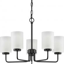 PROGRESS LIGHTING P400275-031 - Merry Collection Five-Light Matte Black and Etched Glass Transitional Style Chandelier Light