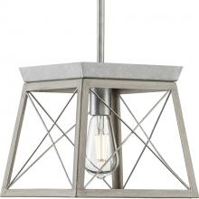 PROGRESS LIGHTING P500041-141 - Briarwood Collection One-Light Galvanized and Bleached Oak Farmhouse Style Hanging Mini-Pendant Ligh