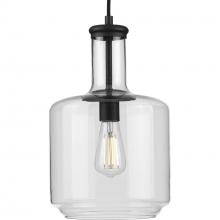 PROGRESS LIGHTING P500230-031 - Latrobe Collection One-Light Matte Black Clear Glass Coastal Pendant Light