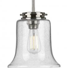 PROGRESS LIGHTING P500238-009 - Winslett Collection One-Light Brushed Nickel Clear Seeded Glass Coastal Pendant Light