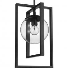 PROGRESS LIGHTING P500283-031 - Atwell Collection One-Light Matte Black Clear Glass Luxe Pendant Light