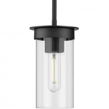 PROGRESS LIGHTING P500314-031 - Kellwyn Collection One-Light Matte Black and Clear Glass Transitional Style Hanging Mini-Pendant Lig