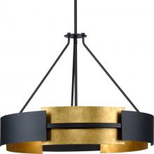 PROGRESS LIGHTING P500330-031 - Lowery Collection Five-Light Textured Black Industrial Luxe Semi-Flush Convertible or Hanging Pendan