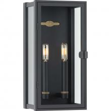 PROGRESS LIGHTING P560268-031 - Stature Collection Two-Light Textured Black and Clear Glass Transitional Style Medium Outdoor Wall L