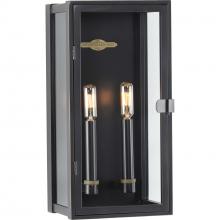 PROGRESS LIGHTING P560268-108 - Stature Collection Two-Light Oil Rubbed Bronze and Clear Glass Transitional Style Medium Outdoor Wal