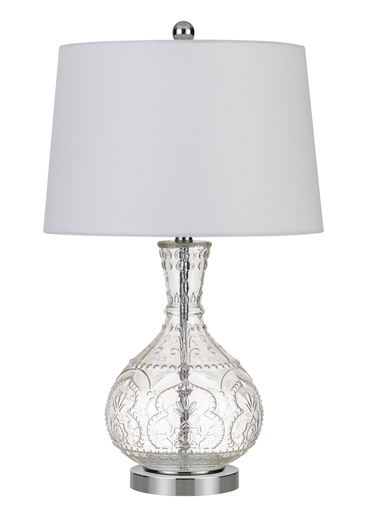 150W Nador Glass Table Lamp with Taper Drum Hardback Fabric Shade