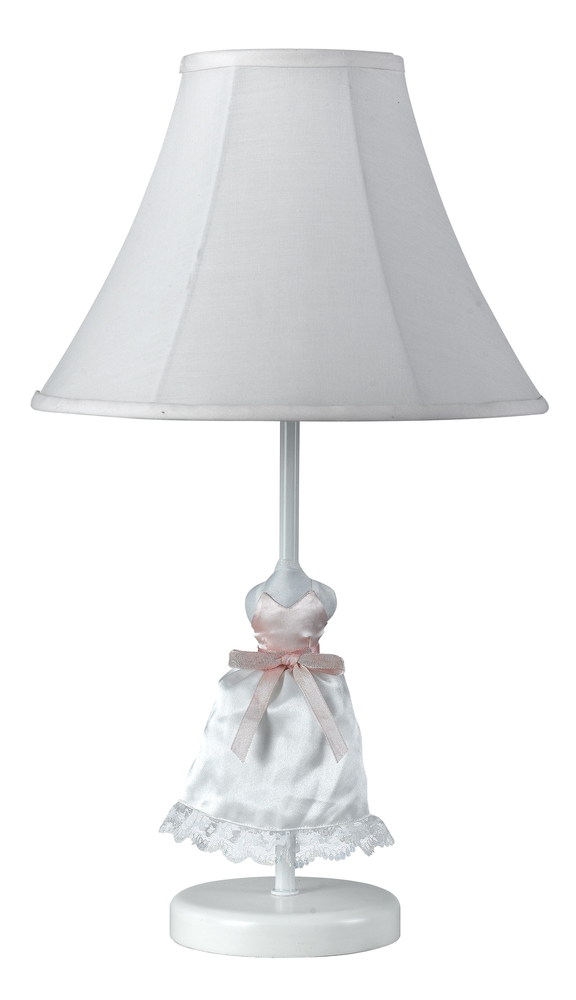 21" Height Doll Skirt Lamp in White Finish