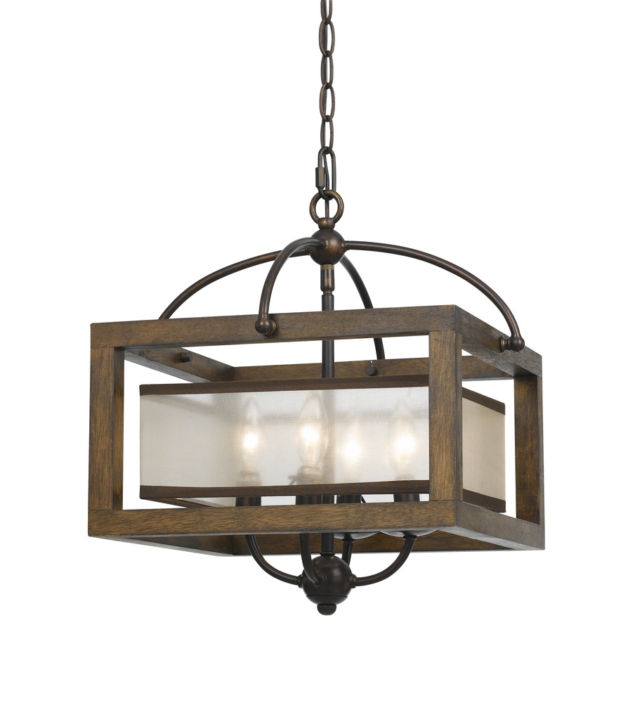 16" Inch Four Light Semi Flush Pendant in Dark Bronze