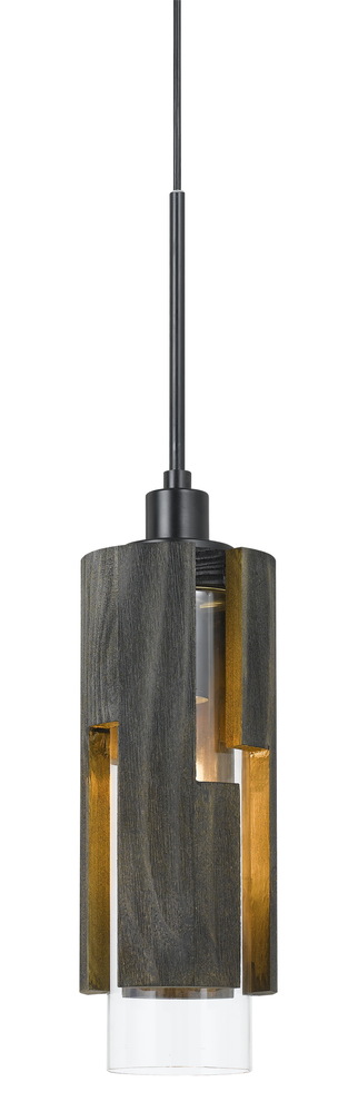 60W Reggio Wood Pendant Glass Fixture (Edison Bulb Not Included)