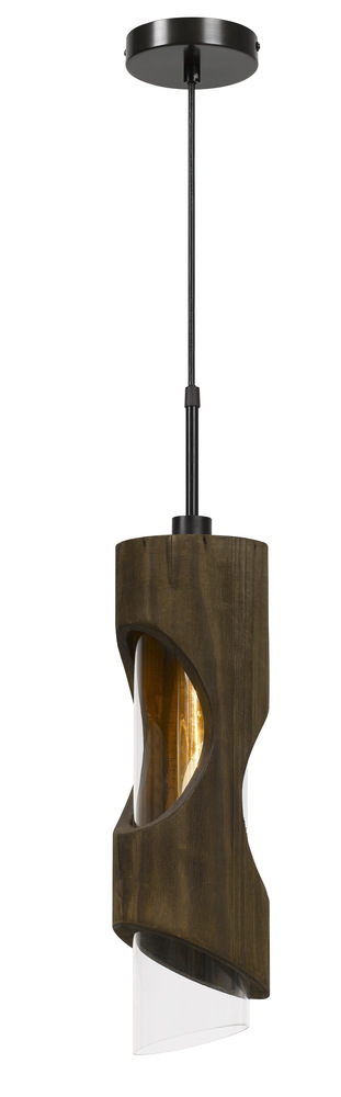 23.5 Height Glass Pendant in Smoky Wood Finish