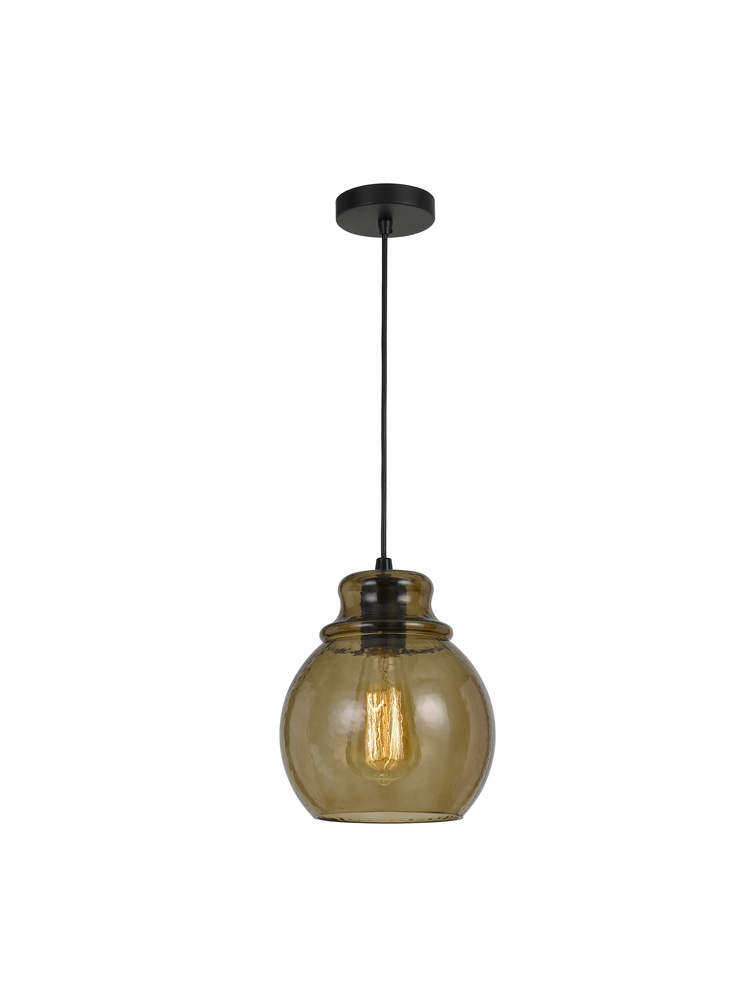 9" Height Glass Pendant in Amber Finish and 72" Cord