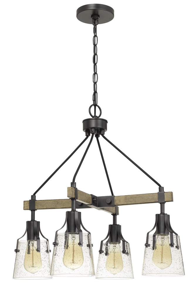 60W X 4 Aosta Metal Chandelier with Bubbled Glass Shades (Edison Bulbs Are Not Included)