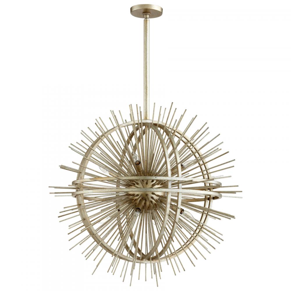 Saturn Burst Pendant 8-Light Silver Leaf