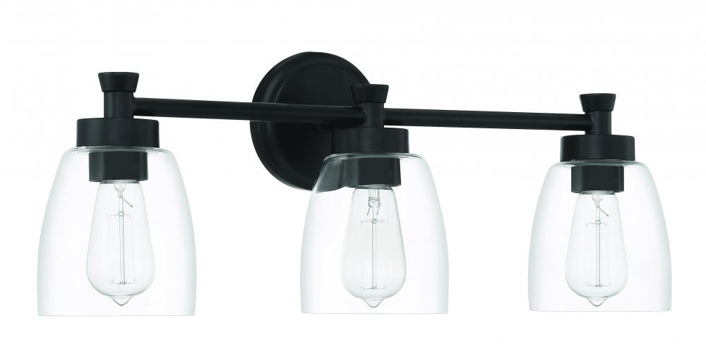 Henning 3 Light Vanity in Flat Black