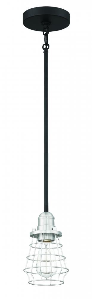 Thatcher 1 Light Mini Pendant in Flat Black/Brushed Polished Nickel