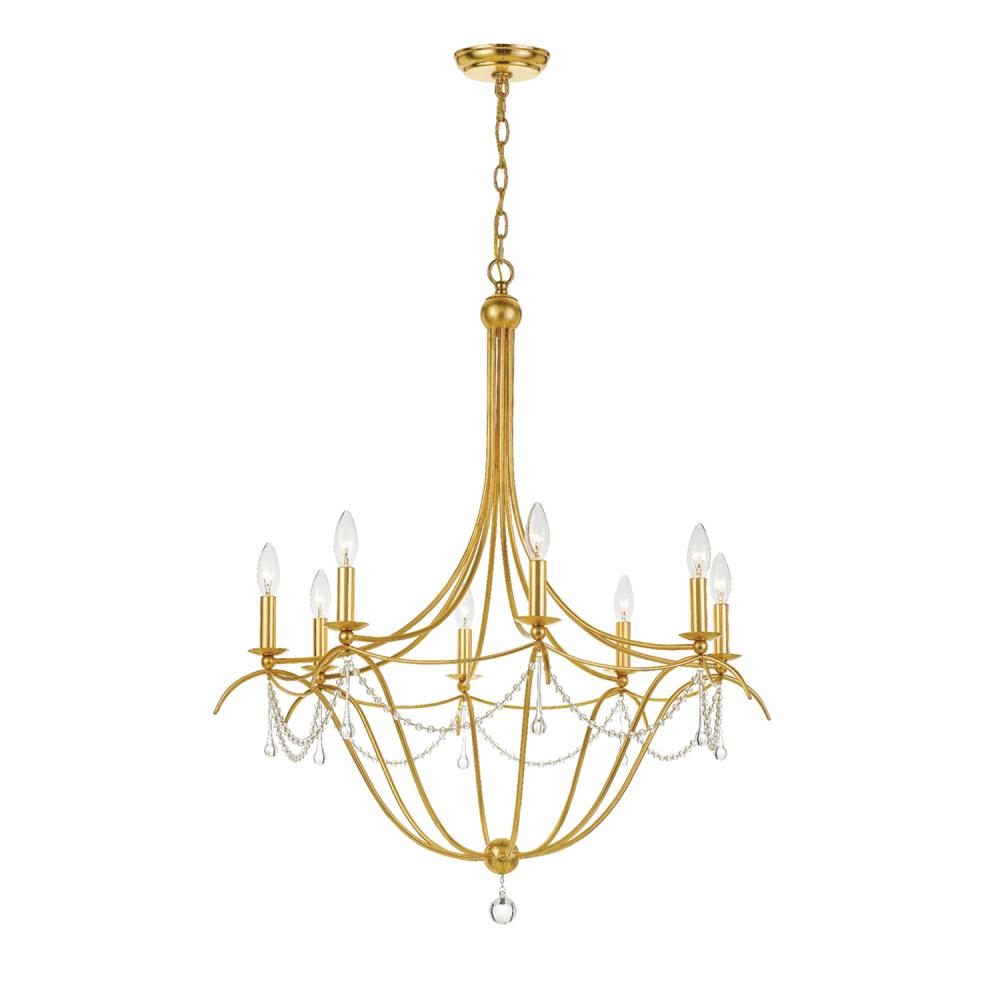 Metro 8 Light Crystal Beads Antique Gold Chandelier