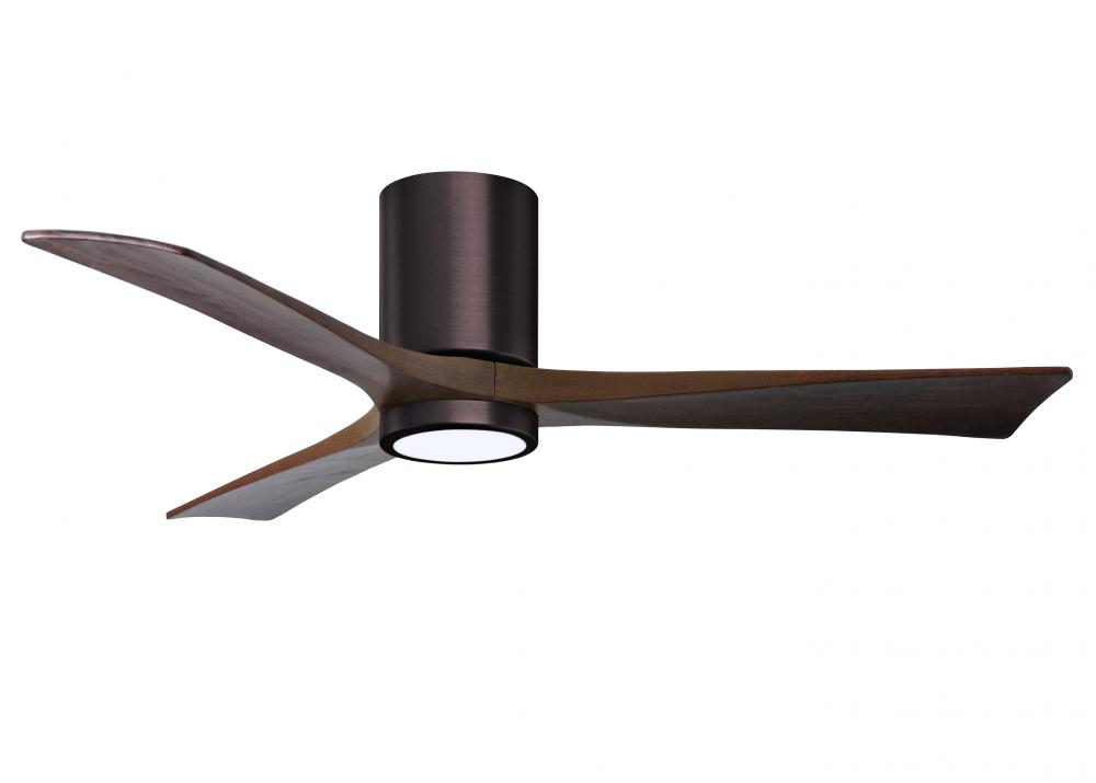 Irene-3HLK three-blade flush mount paddle fan in Brushed Bronze finish with 52” solid walnut ton