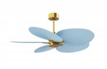 Matthews Fan Company AKTP-BRBR-BL - Alessandra Tropical 5-blade ceiling fan in Brushed Brass and Light Blue blades.