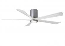 Matthews Fan Company IR5HLK-BN-MWH-60 - IR5HLK five-blade flush mount paddle fan in Brushed Nickel finish with 60” solid matte white woo