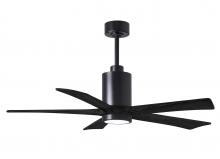 Matthews Fan Company PA5-BK-BK-52 - Patricia-5 five-blade ceiling fan in Matte Black finish with 52” solid matte black wood blades a