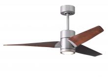 Matthews Fan Company SJ-BN-WN-52 - Super Janet three-blade ceiling fan in Brushed Nickel finish with 52” solid walnut tone blades a