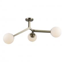 Trans Globe 11633 AG - 3LT SEMIFLUSH-ANGLED ARMS-WHIT