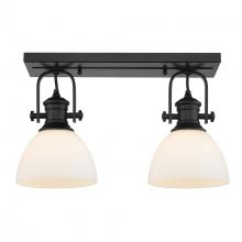 Golden 3118-2SF BLK-OP - Hines 2-Light Semi-Flush in Matte Black with Opal Glass