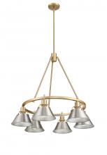 Golden 3306-6 BCB-PW - Orwell BCB 6 Light Chandelier in Brushed Champagne Bronze with Pewter shades