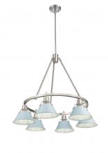 Golden 3306-6 PW-DB - Orwell PW 6 Light Chandelier in Pewter with Dusky Blue shades