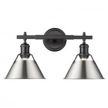 Golden 3306-BA2 BLK-PW - Orwell BLK 2 Light Bath Vanity in Matte Black with Pewter shades