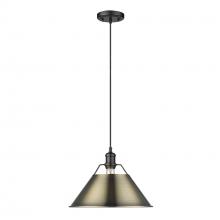 Golden 3306-L BLK-AB - Orwell 14" Wide Large Pendant in Matte Black with Aged Brass