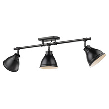 Golden 3602-3SF BLK-BLK - Duncan 3 Light Semi-Flush - Track Light in Matte Black with a Matte Black Shades