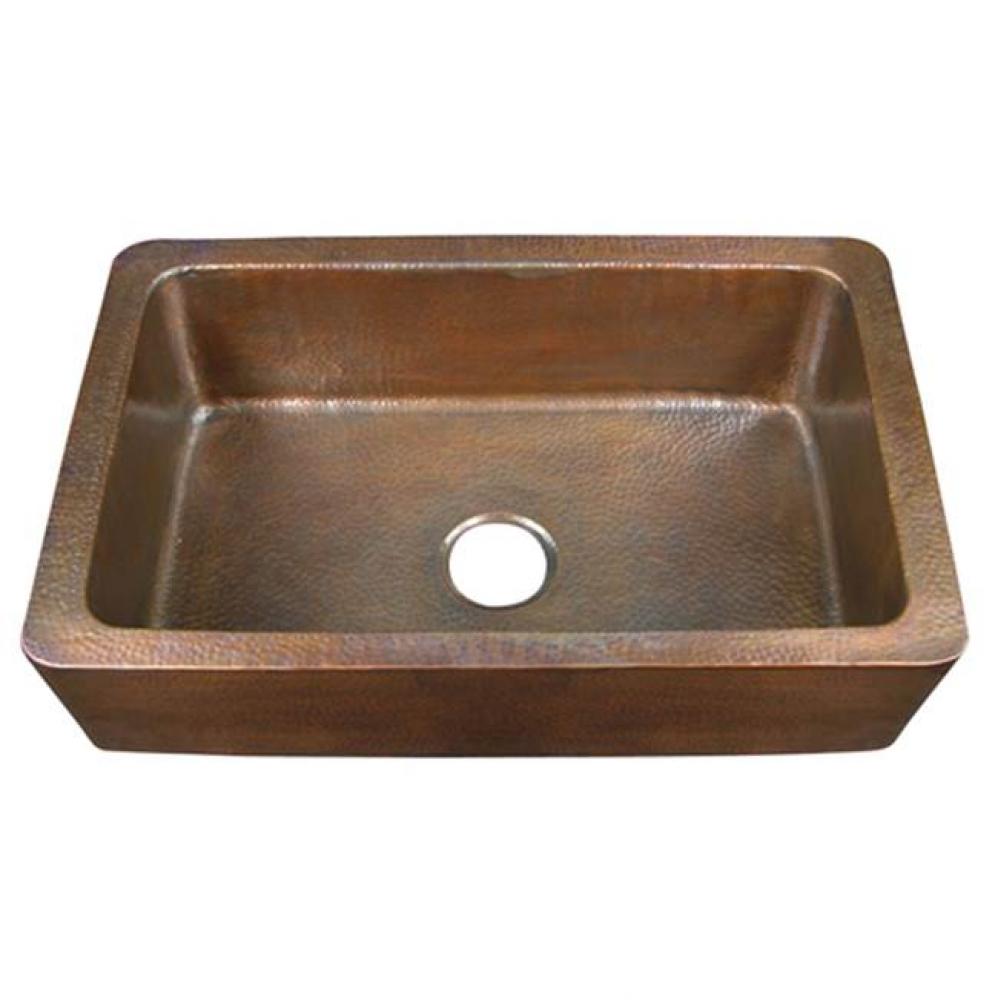 Delta Single Bowl Farmhouse Sink, Hammered Antique Copper