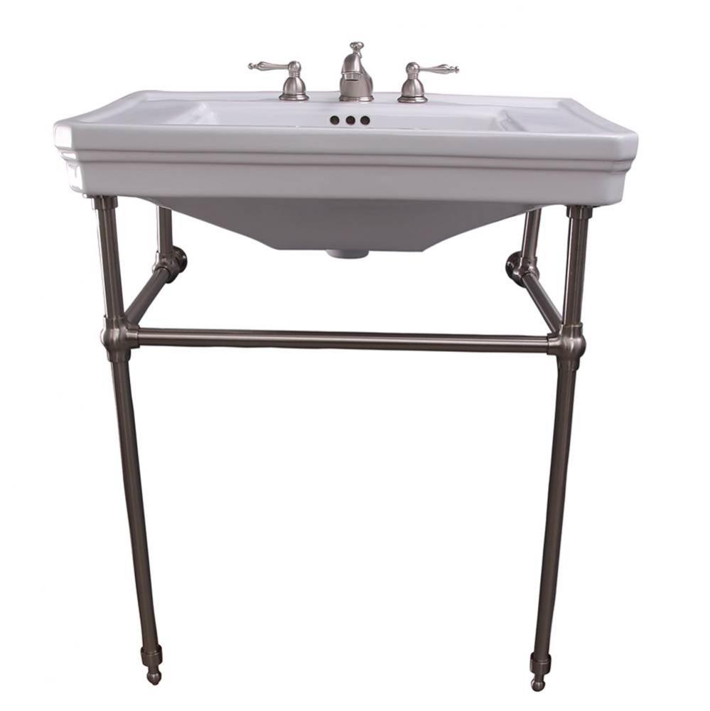 Drew 30'' Console w/Stand, White, 8'' Widespread, BN Stand