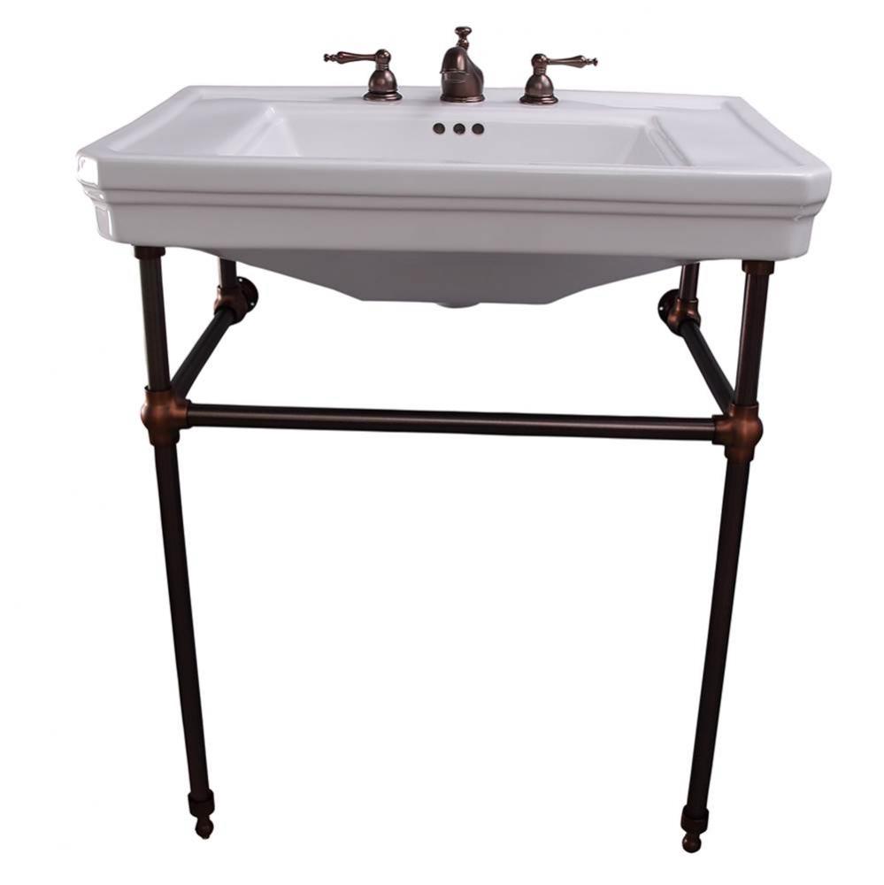 Drew 30'' Console w/Stand,Wh 8'' Widespread, PN Stand