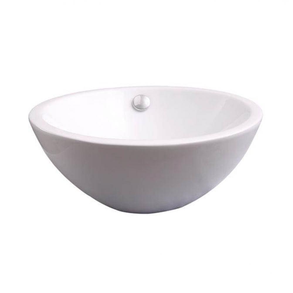 Dayton Above Counter Basin 15'' Oval, No Faucet Holes ,W/OF,WH