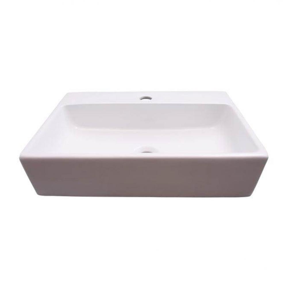 Leanne Rect 20'' Wall Hung 1 Faucet hole,White