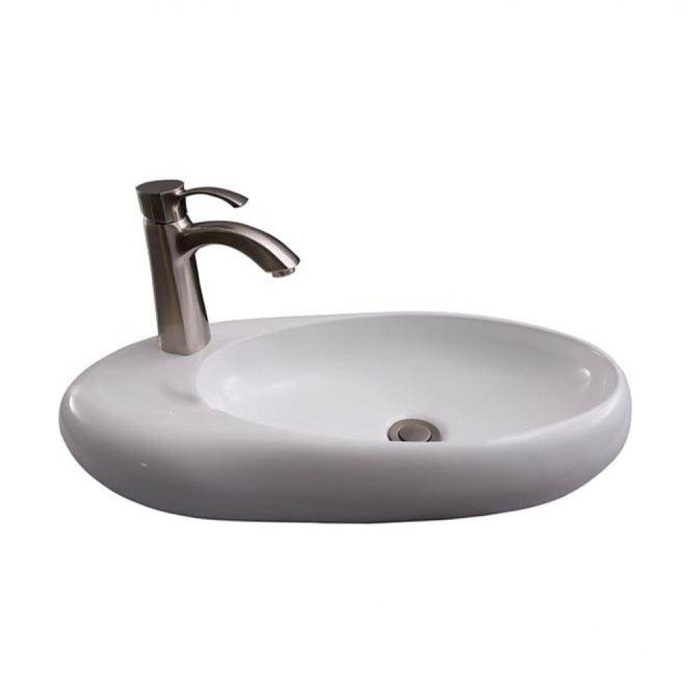 Bordon Wall Hung 23'' Oval,Left Faucet Hole, Overflow White