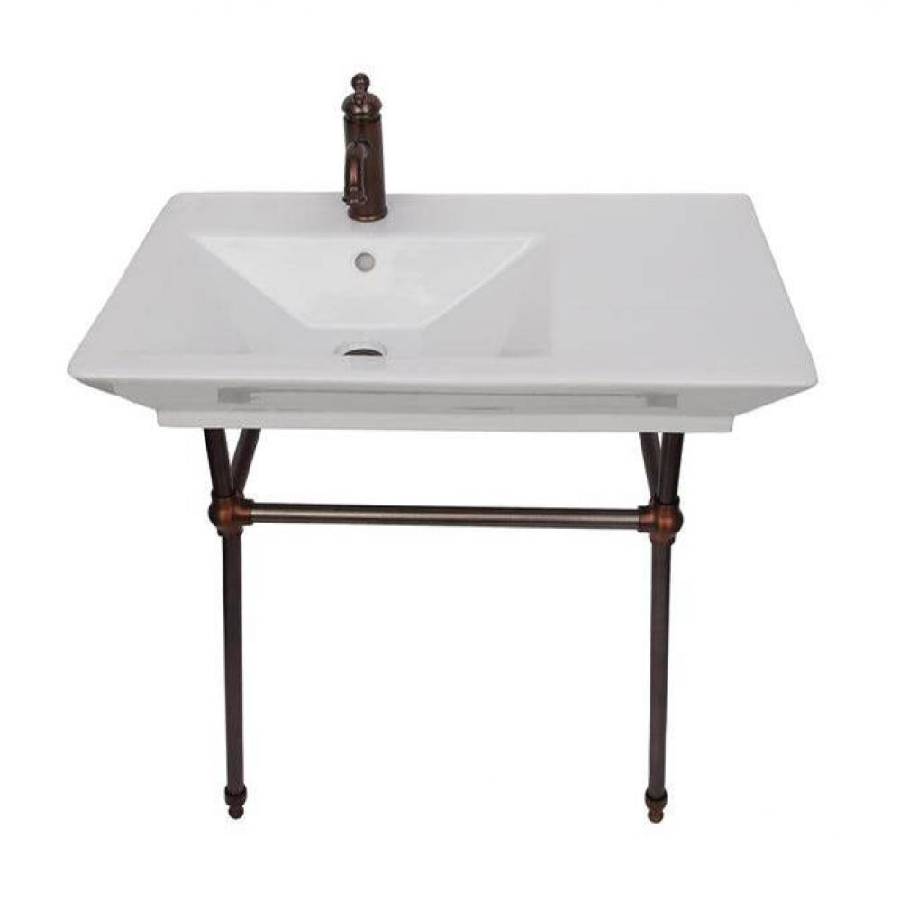 Opulence Console 31-1/2'', Rect Bowl, 1-hole, White, ORB Stand