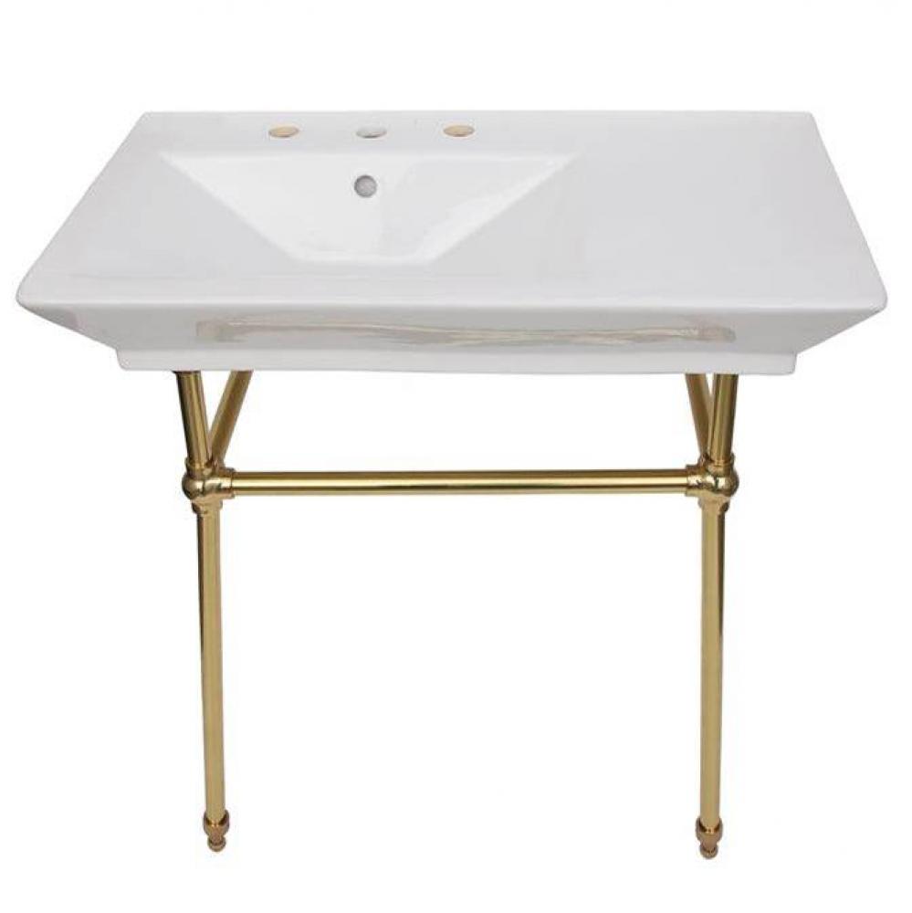 Opulence Console 31-1/2'', Rect Bowl, 1-hole, White, PB Stand