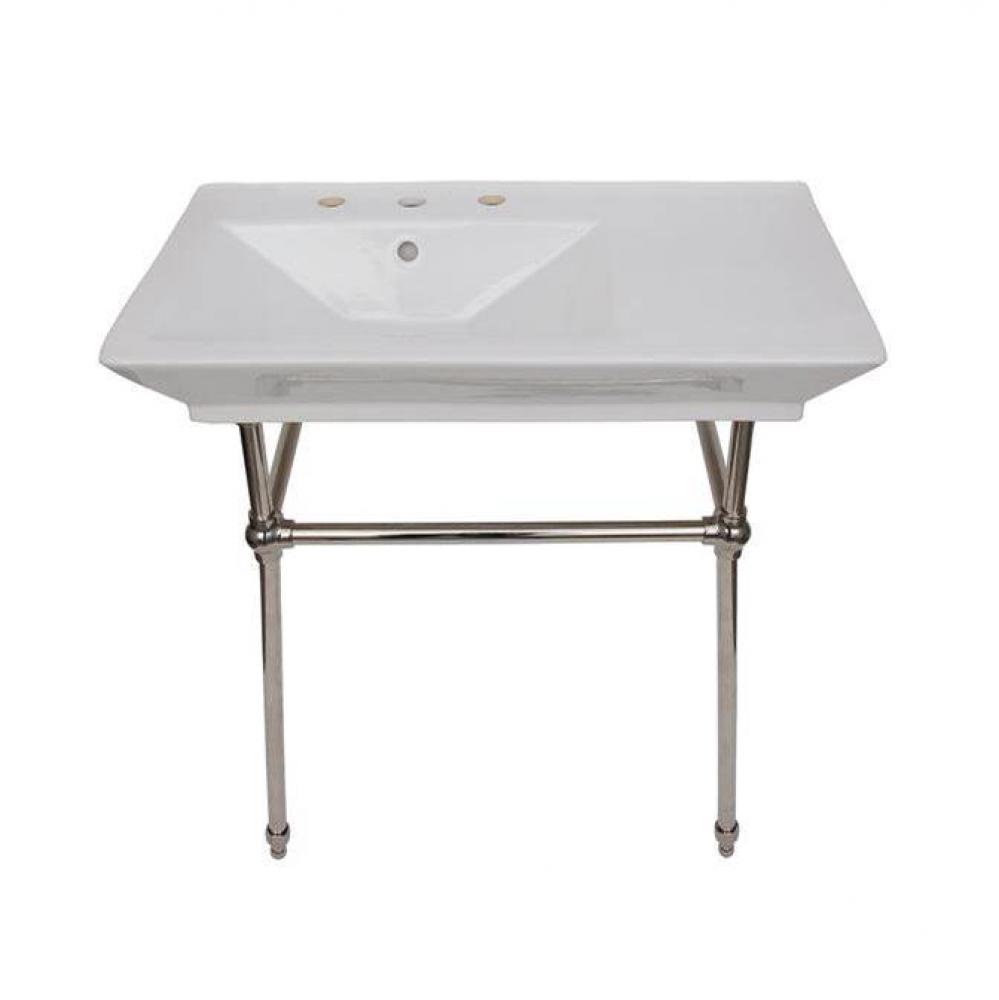 Opulence Console 31-1/2'', Rect Bowl, 1-hole, White, PN Stand