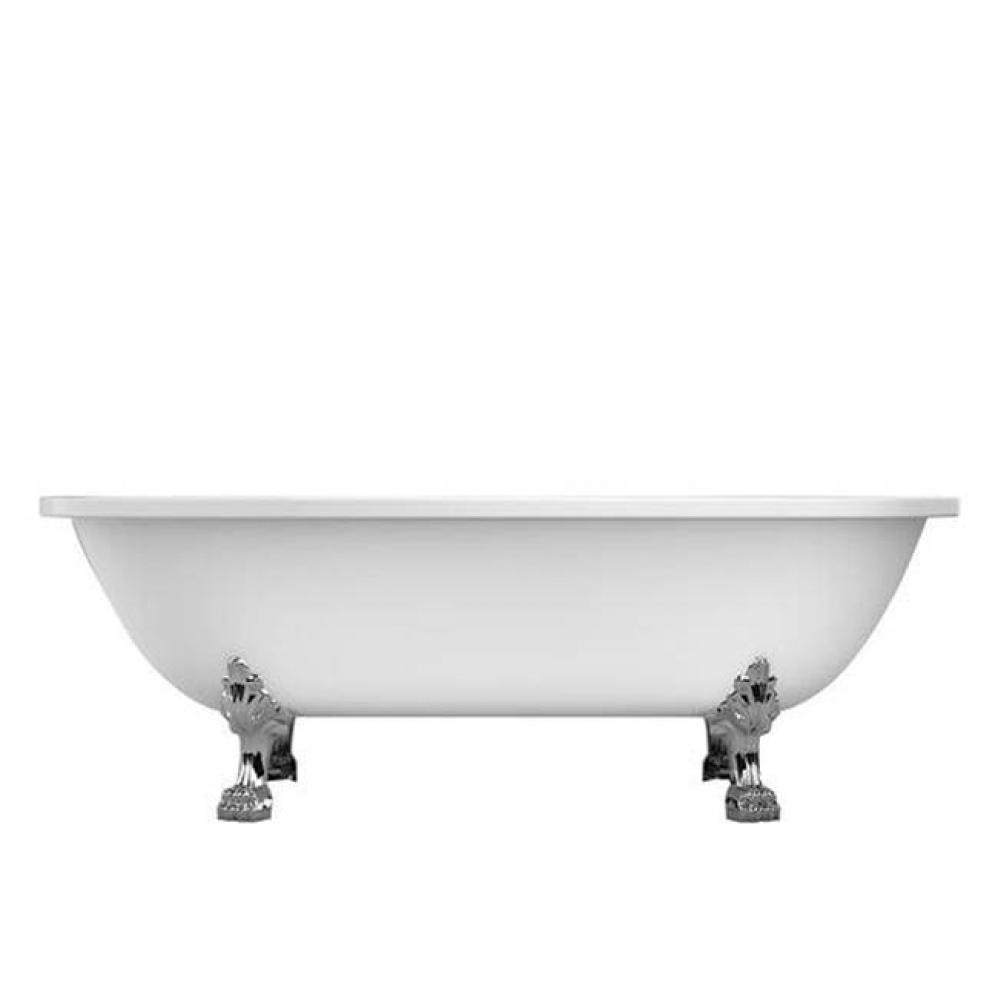 Colin Acrylic Dbl Roll, 70'',WH, CP Lion Feet, No Overflow