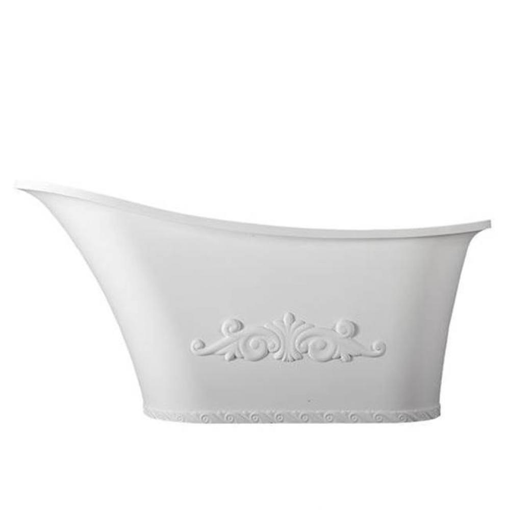 Ayanna Resin Slipper Tub 59''No Faucet Holes, White Gloss